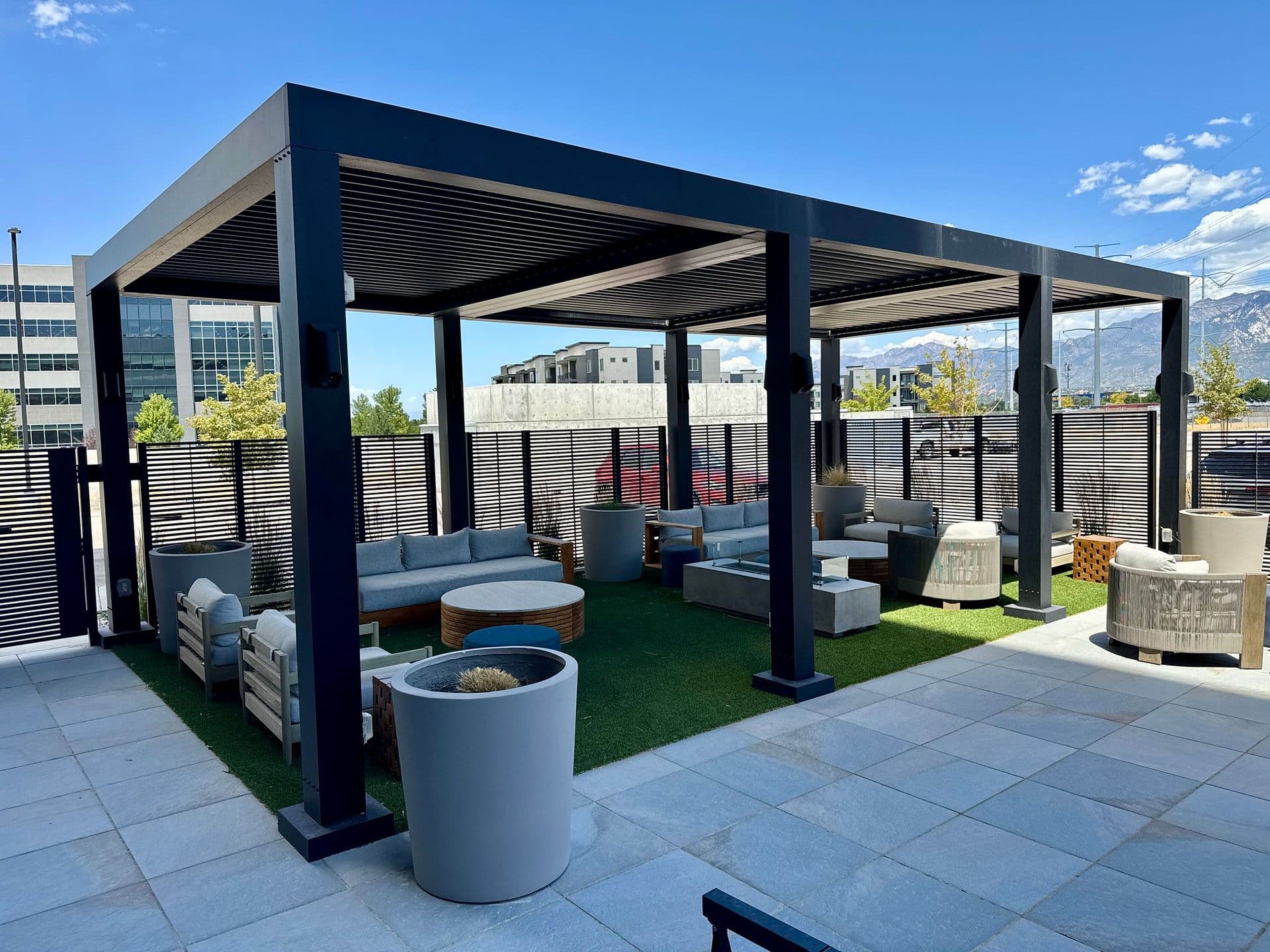 Commercial Gallery - Commercial pergolas and cabanas for apartments and schools.
